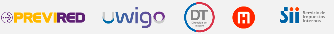 Previred, Wigo, Dirección del Trabajo, Websal y Servicio de Impuestos Internos